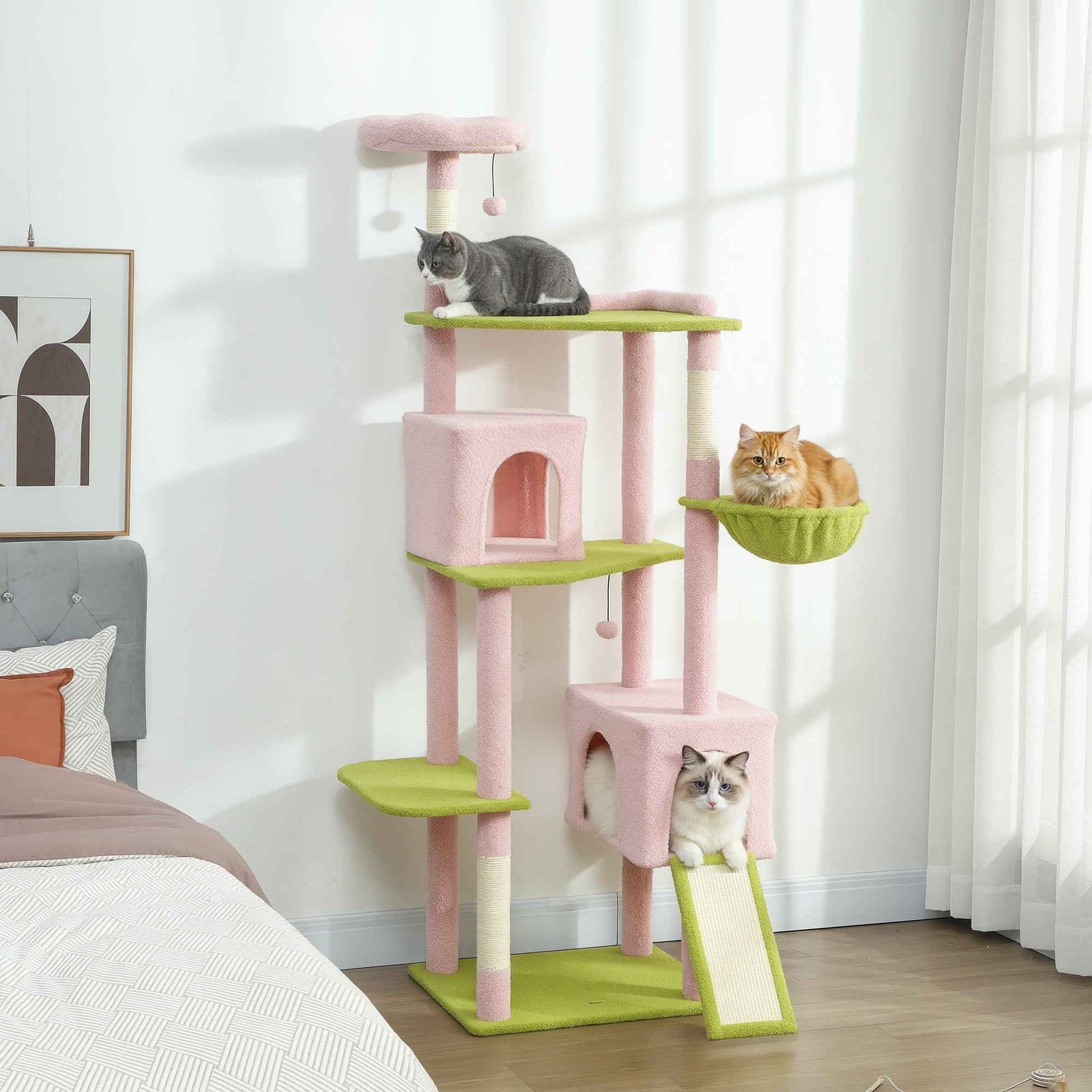 Pink Cat Tree With Scratching Post - PawSlow