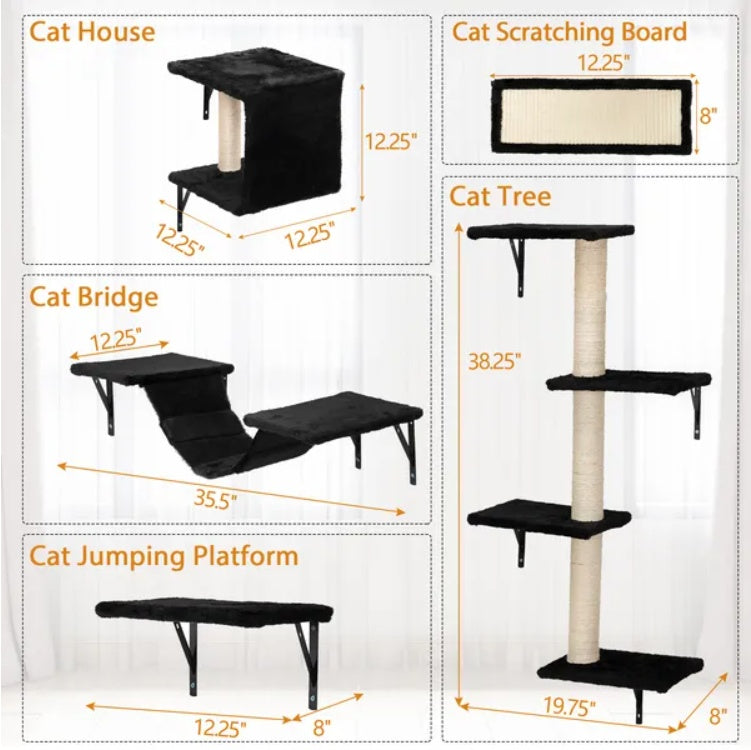 Wall Mounted Cat Climber Shelf Set Pro - PawSlow