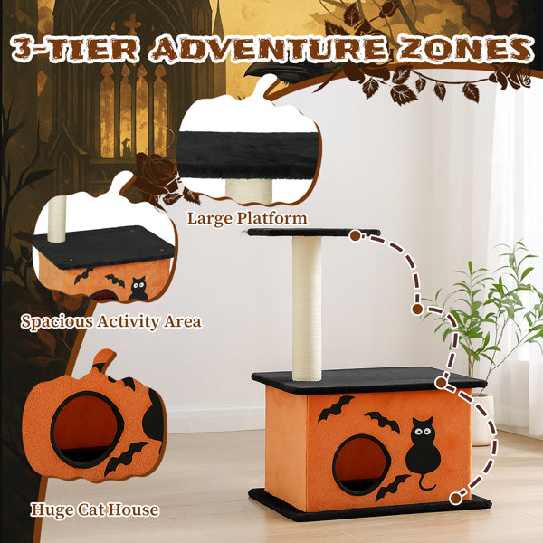 Halloween Cat Tree Tower Scratching - PawSlow