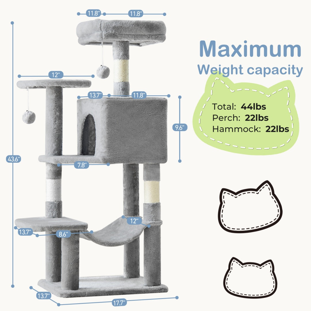 Multi Cat Tree Tower With Hammock Bed - PawSlow