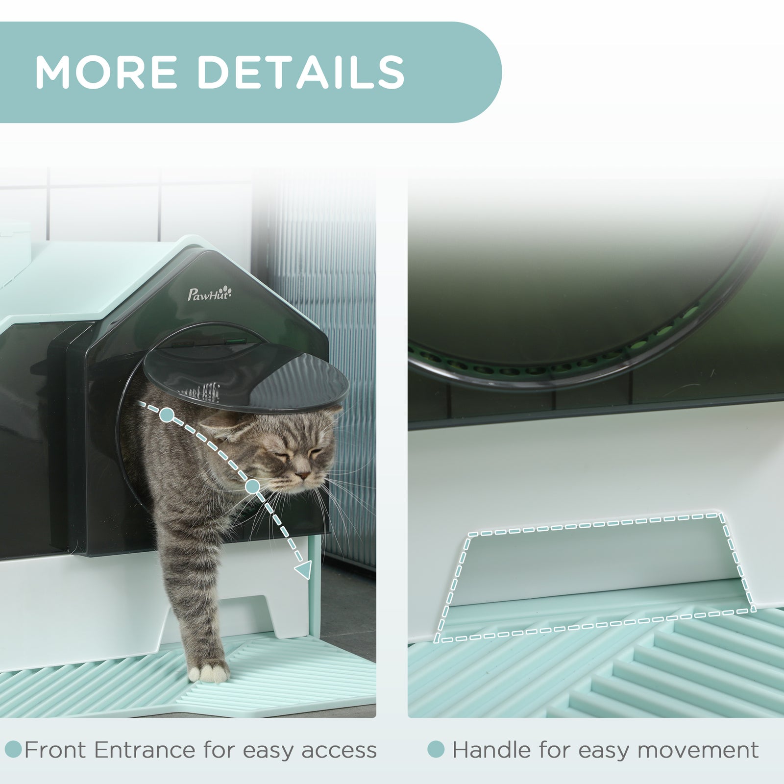 Hooded Cat Litter Box With Mat Blue - PawSlow