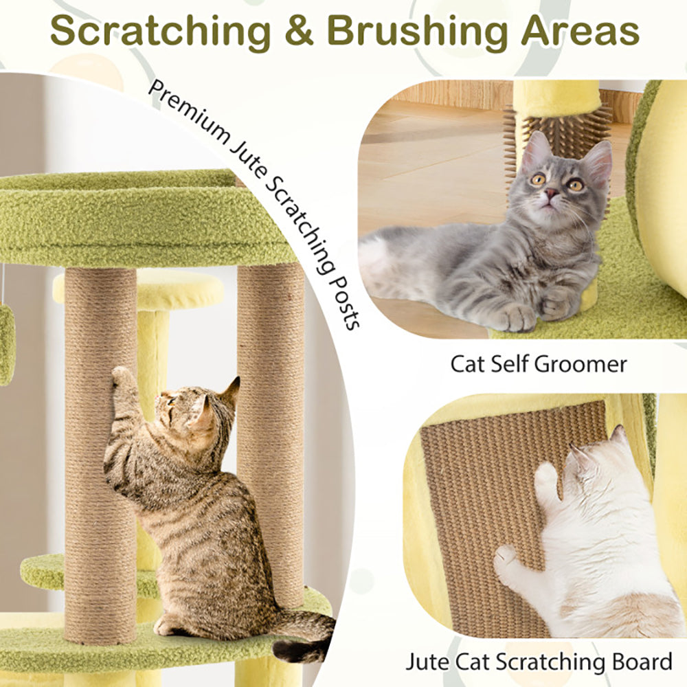 Avocado Cat Tree Tower With Condo Bed - PawSlow