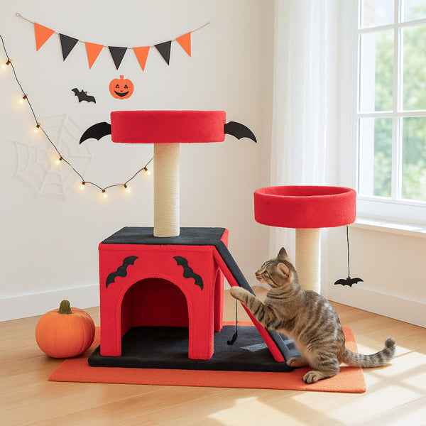 Gothic Halloween Cat Tree Condo Tower - PawSlow