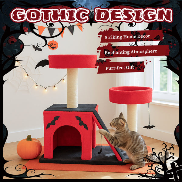 Gothic Halloween Cat Tree Condo Tower - PawSlow