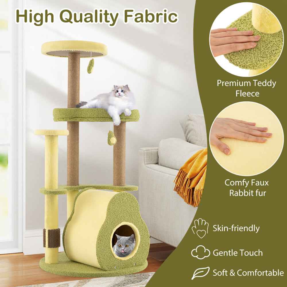 Avocado Cat Tree Tower With Condo Bed - PawSlow