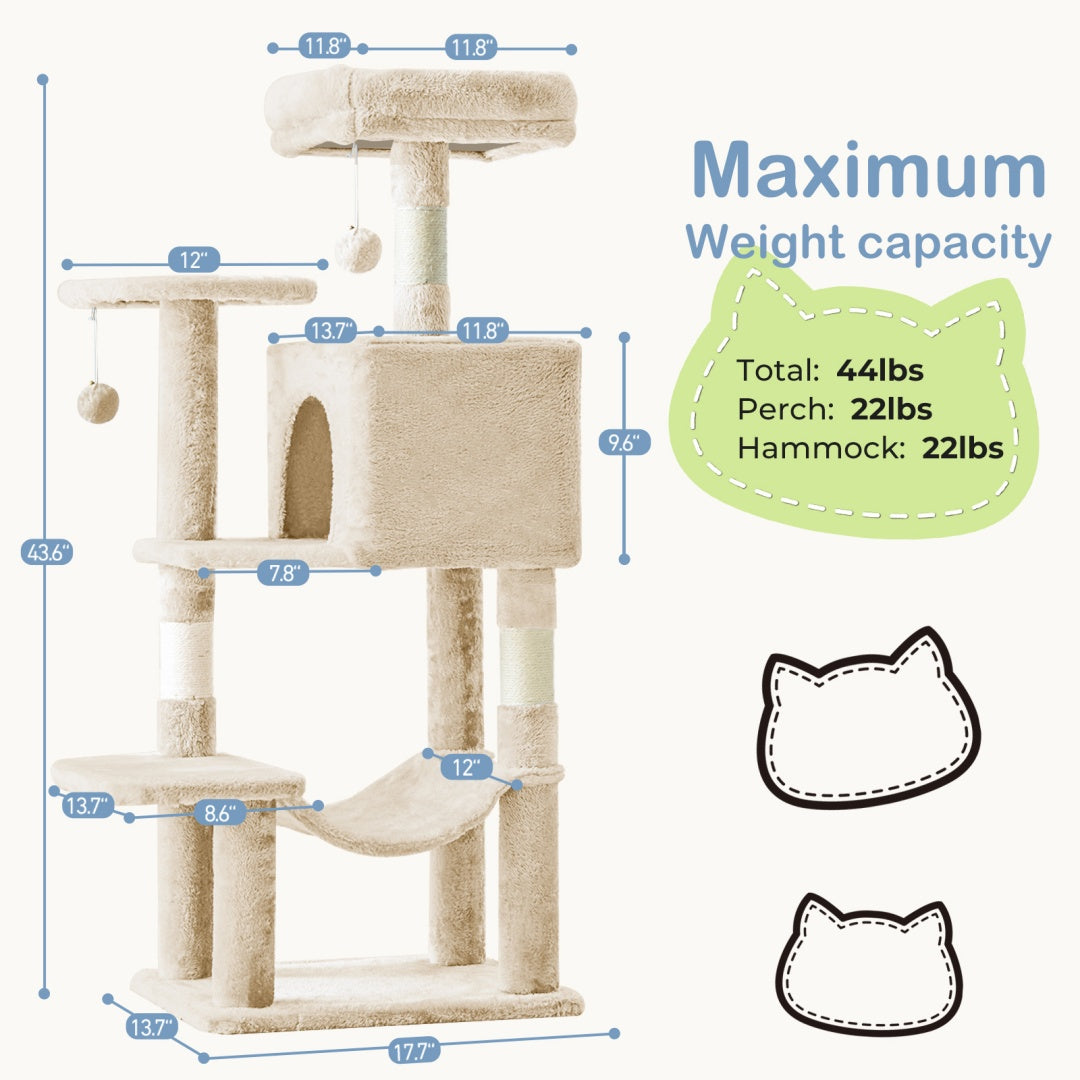 Multi Cat Tree Tower With Hammock Bed - PawSlow