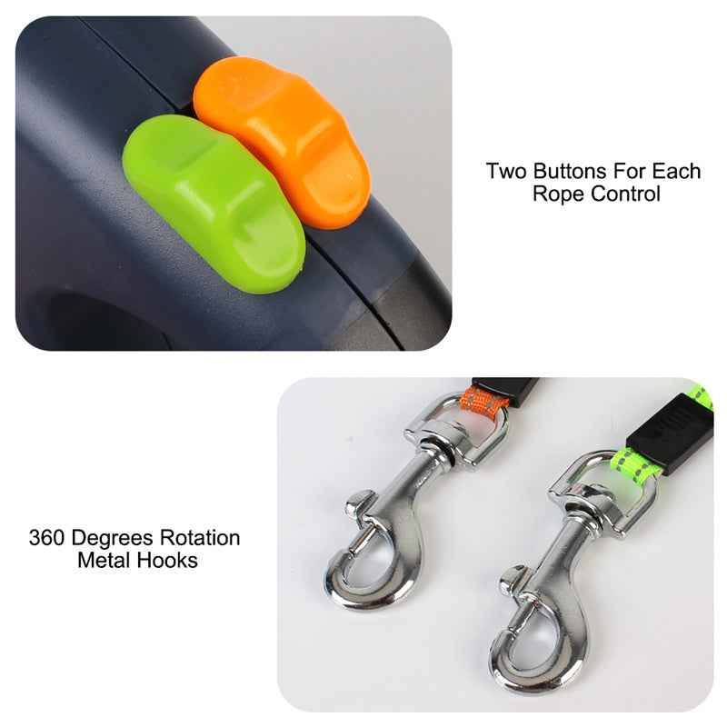 Double Retractable Dual Dog Leash Lead - PawSlow