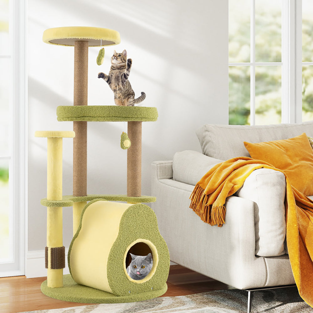Avocado Cat Tree Tower With Condo Bed - PawSlow