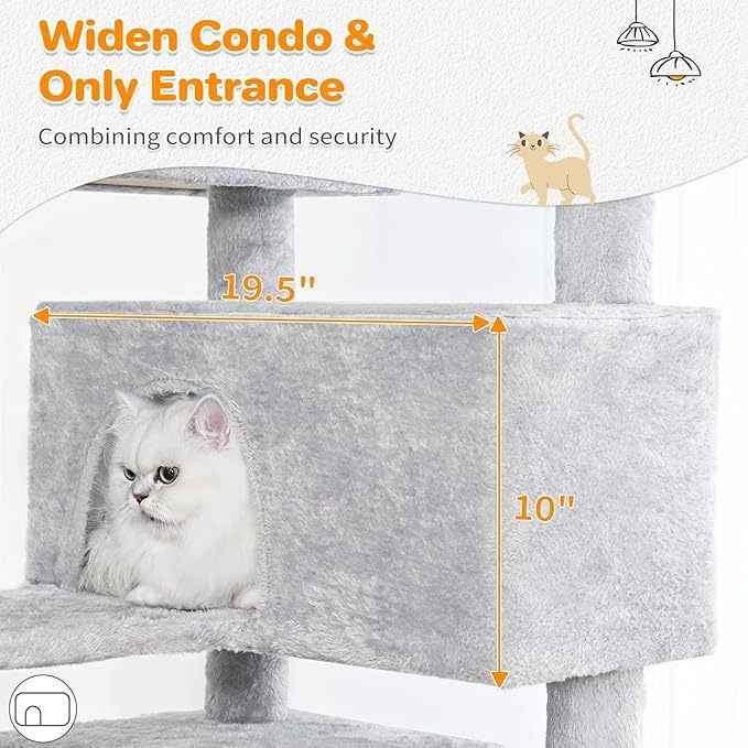 Indoor Cat Tree With Apartments Gray - PawSlow