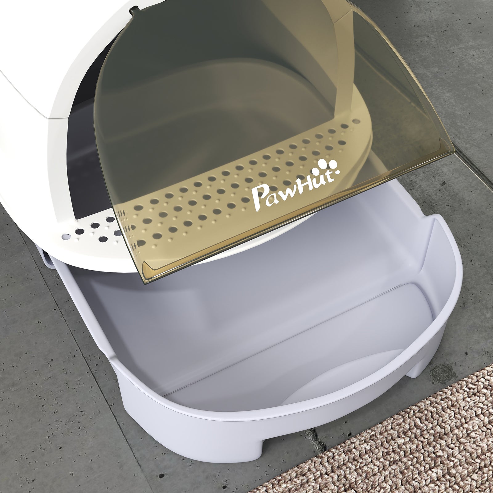 Covered Cat Litter Box With Lid Gray - PawSlow