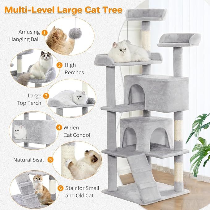 Indoor Cat Tree With Apartments Gray - PawSlow