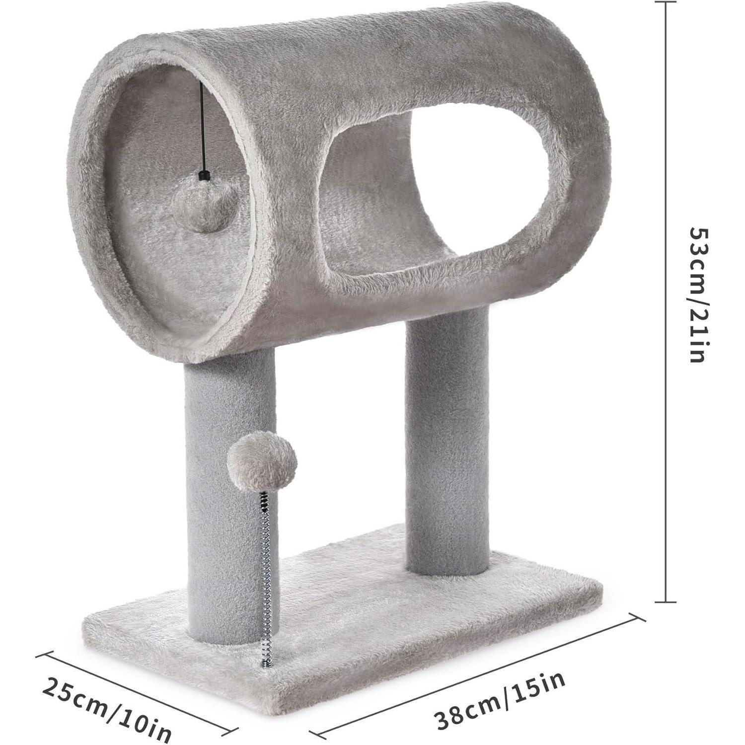 Indoor Cat Tree With Tunnel Bed Gray - PawSlow