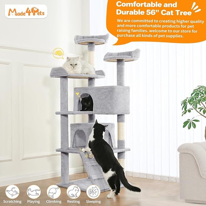 Indoor Cat Tree With Apartments Gray - PawSlow