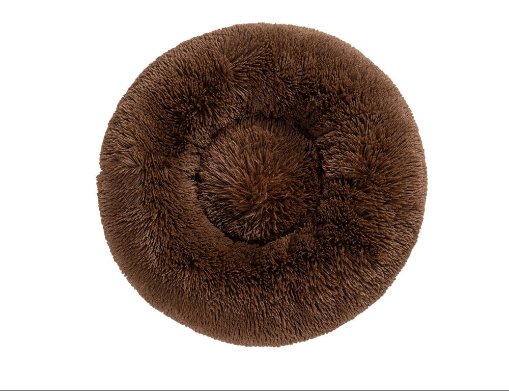Calming Fluffy Donut Dog Bed Soft Plush - PawSlow
