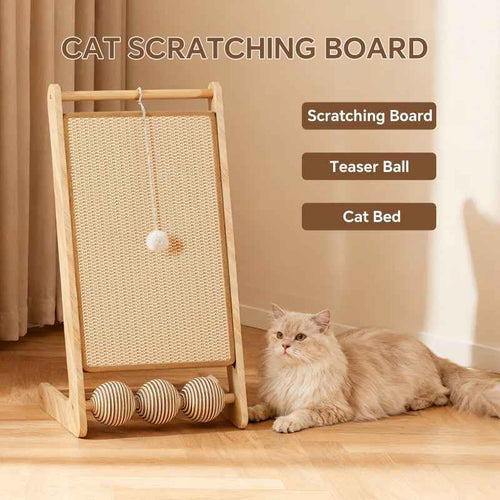 Large Sisal Cat Scratcher With Balls - PawSlow