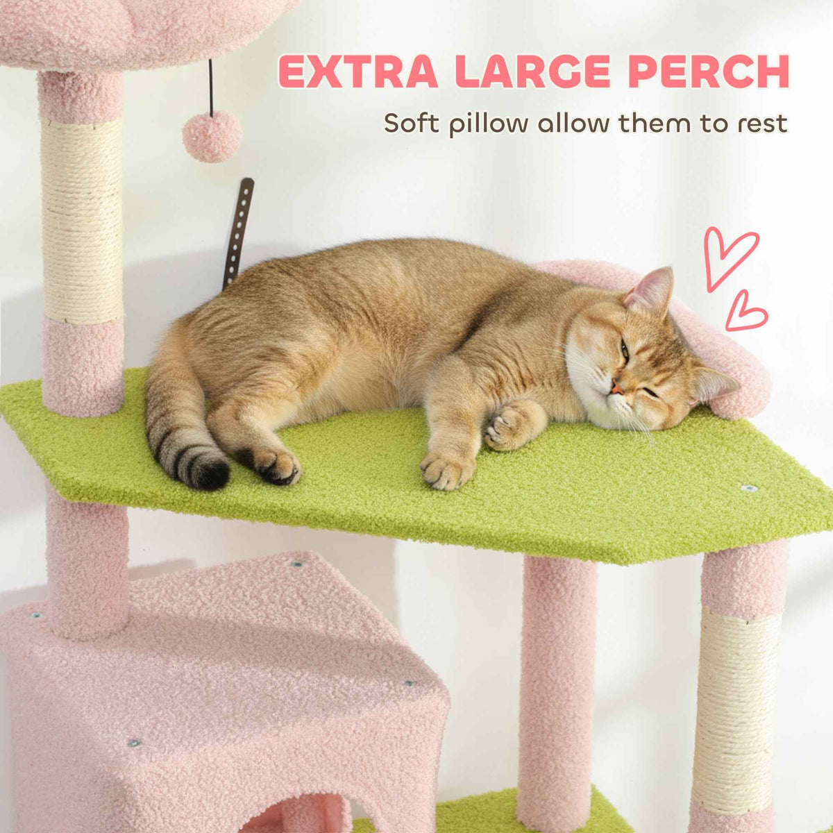 Pink Cat Tree With Scratching Post - PawSlow