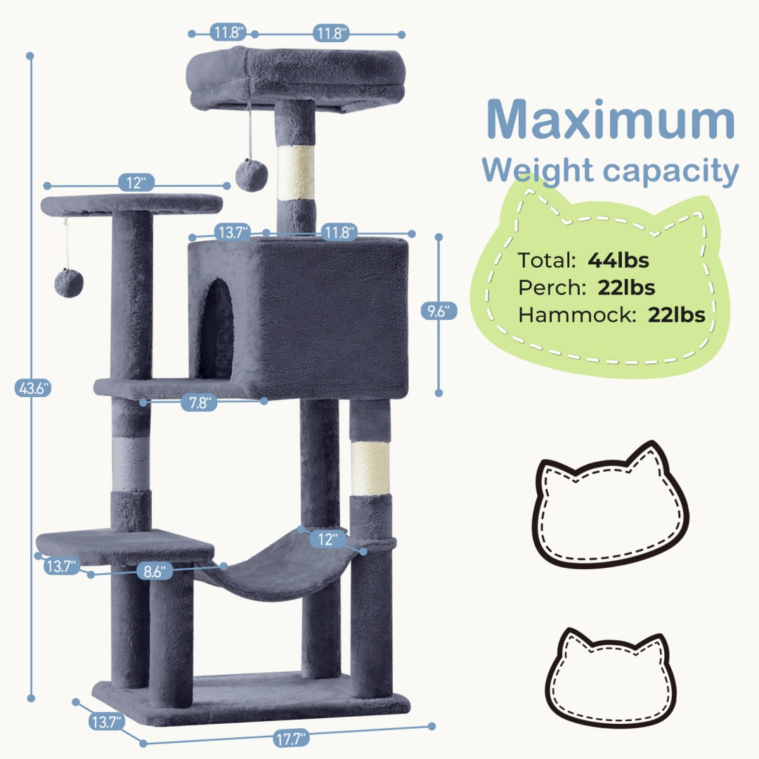 Multi Cat Tree Tower With Hammock Bed - PawSlow