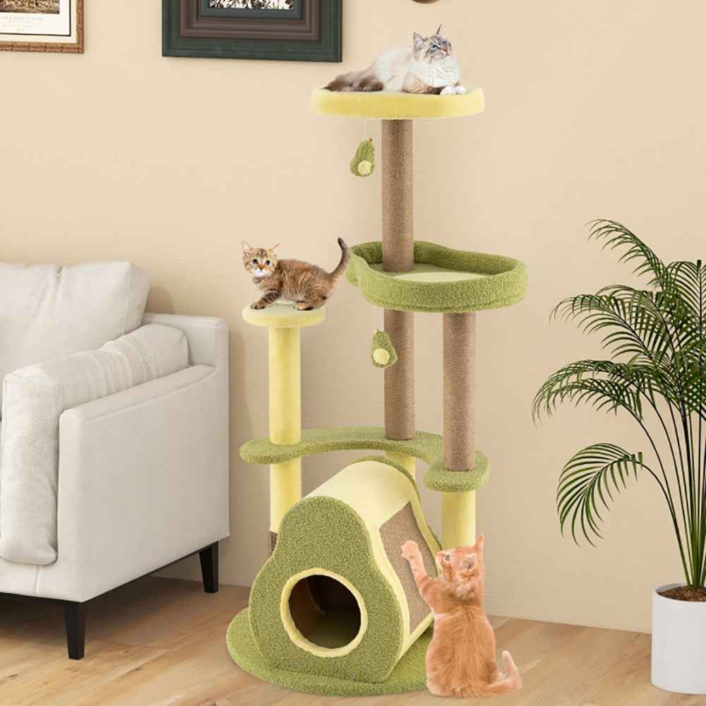 Avocado Cat Tree Tower With Condo Bed - PawSlow