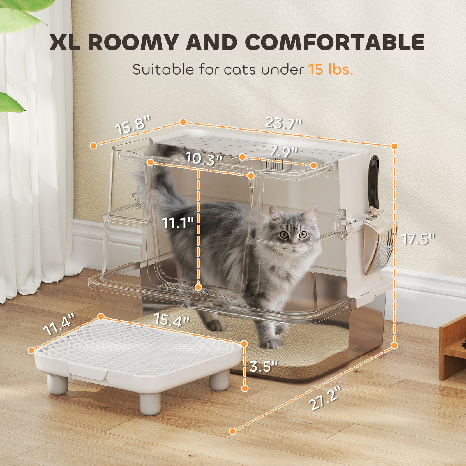 Top Entry Stainless Steel Litter Box - PawSlow