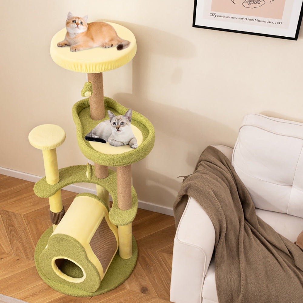 Avocado Cat Tree Tower With Condo Bed - PawSlow