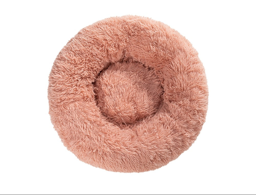Calming Fluffy Donut Dog Bed Soft Plush - PawSlow