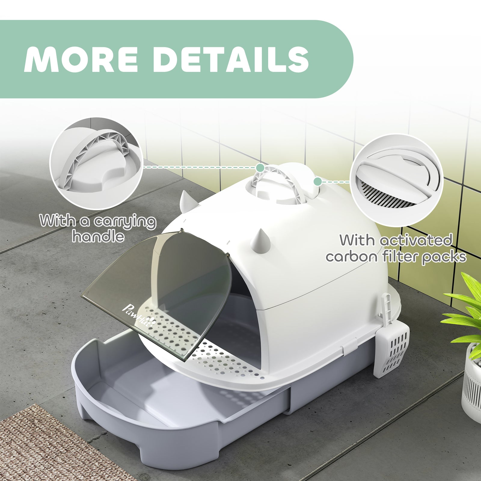 Covered Cat Litter Box With Lid Gray - PawSlow