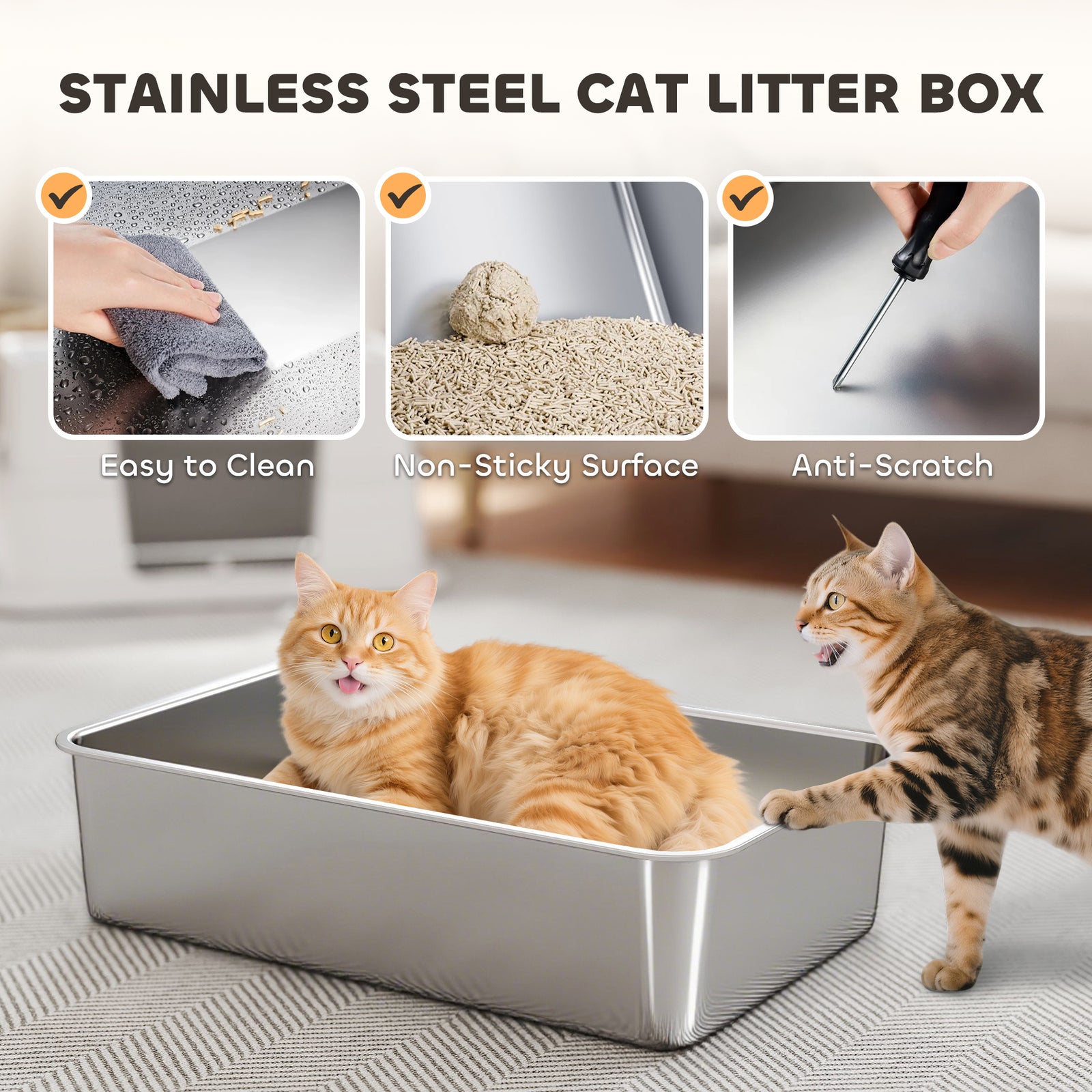 Top Entry Stainless Steel Litter Box - PawSlow