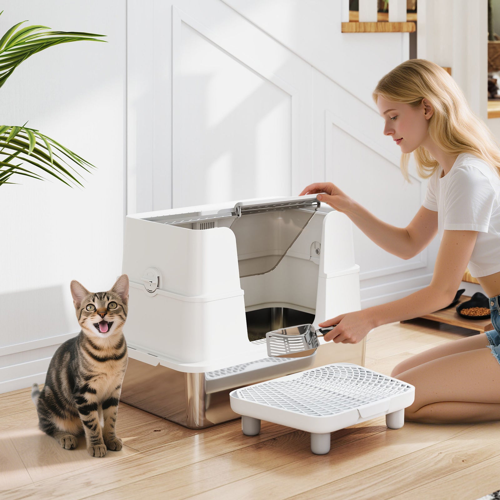 Top Entry Stainless Steel Litter Box - PawSlow