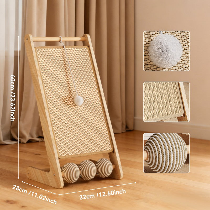 Large Sisal Cat Scratcher With Balls - PawSlow